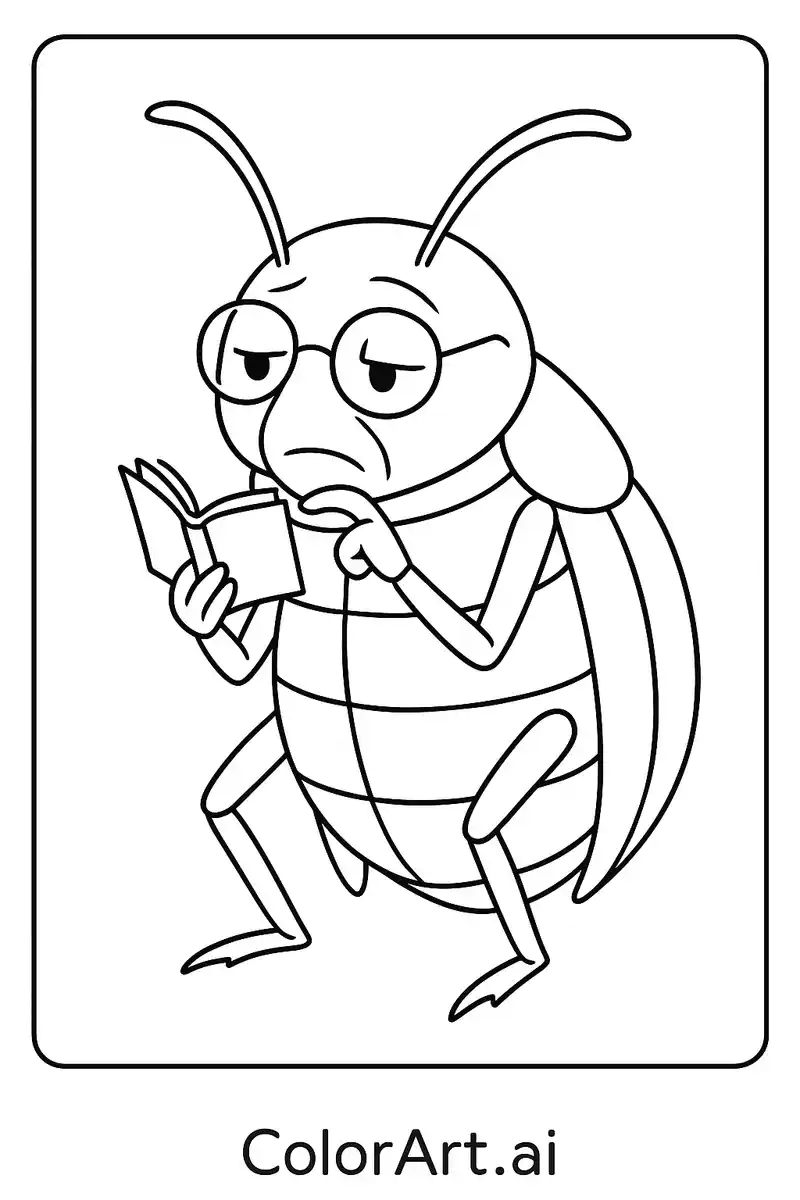 Free old Bookworm Bug coloring Page