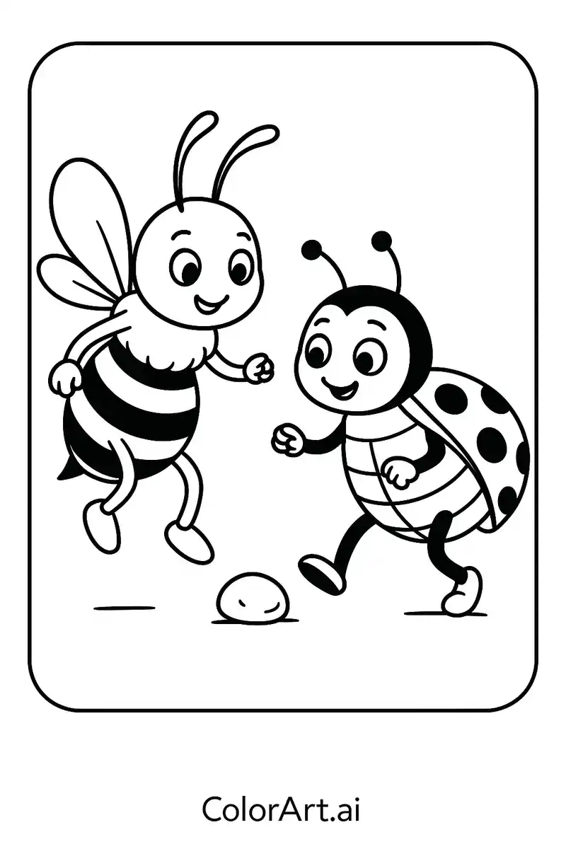Bee and Ladybug Adventures: A Scientific Biology Coloring Page