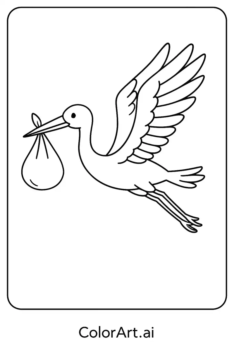 White Stork Bird Coloring Page