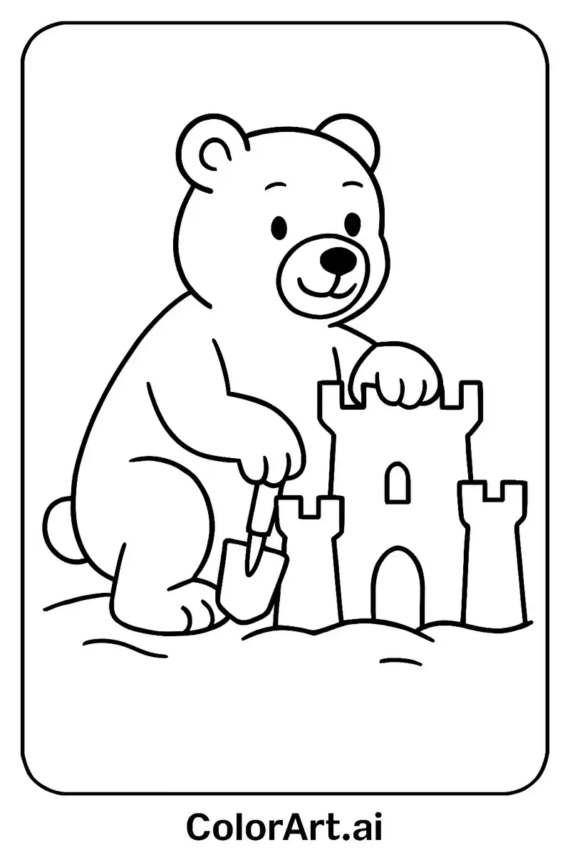 The Mindful Bear Beach Castle Coloring Page
