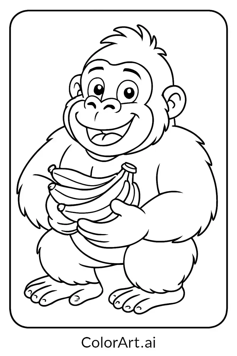 The Gorilla and His Banana Coloring Page
