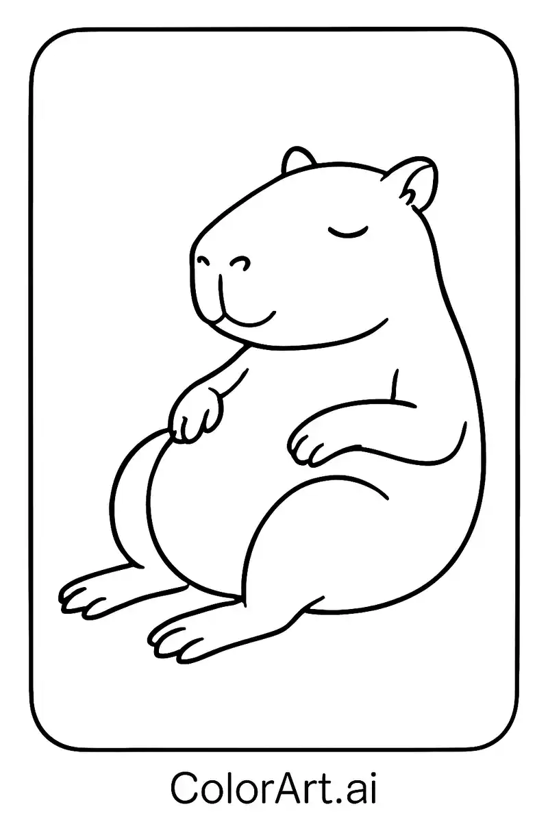 Calm Moments with a Capybara Coloring Page