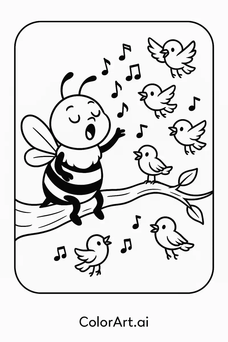 Blissful Bee: Artistic Skill Development Coloring Page