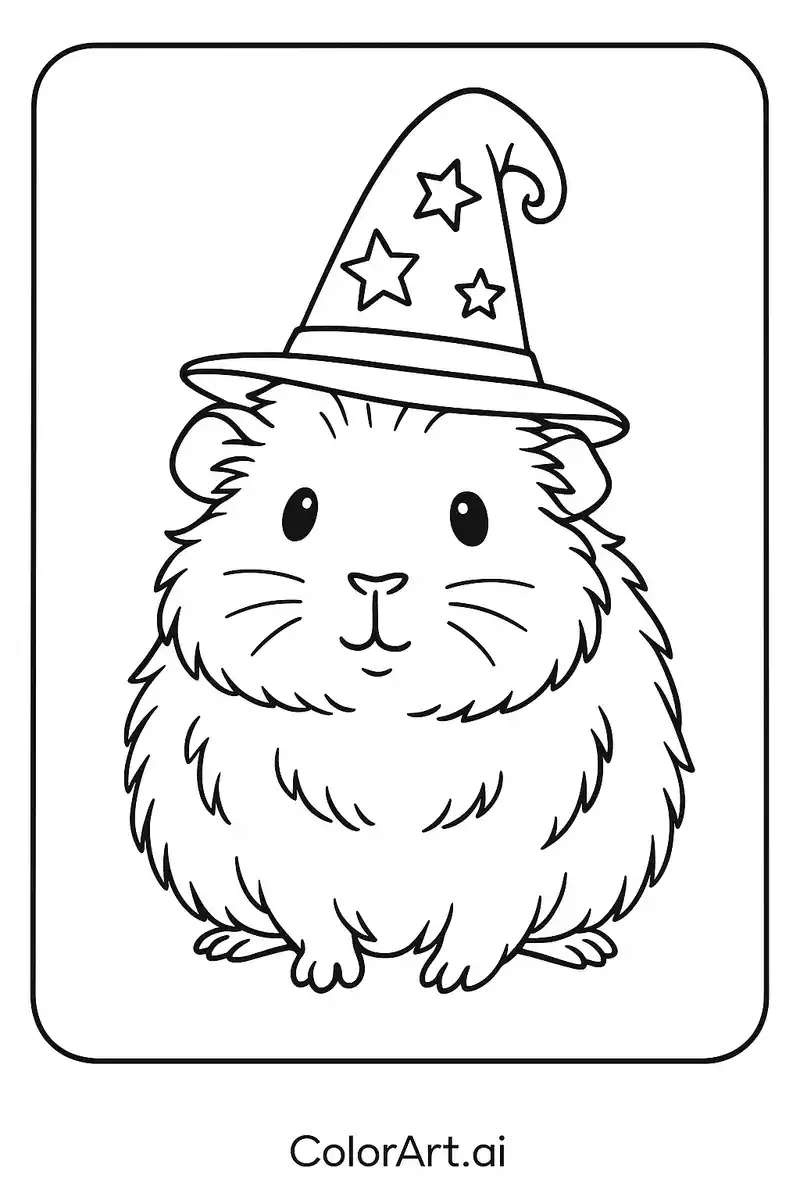 A Seasonal Enchanted Guinea Pig Coloring Page