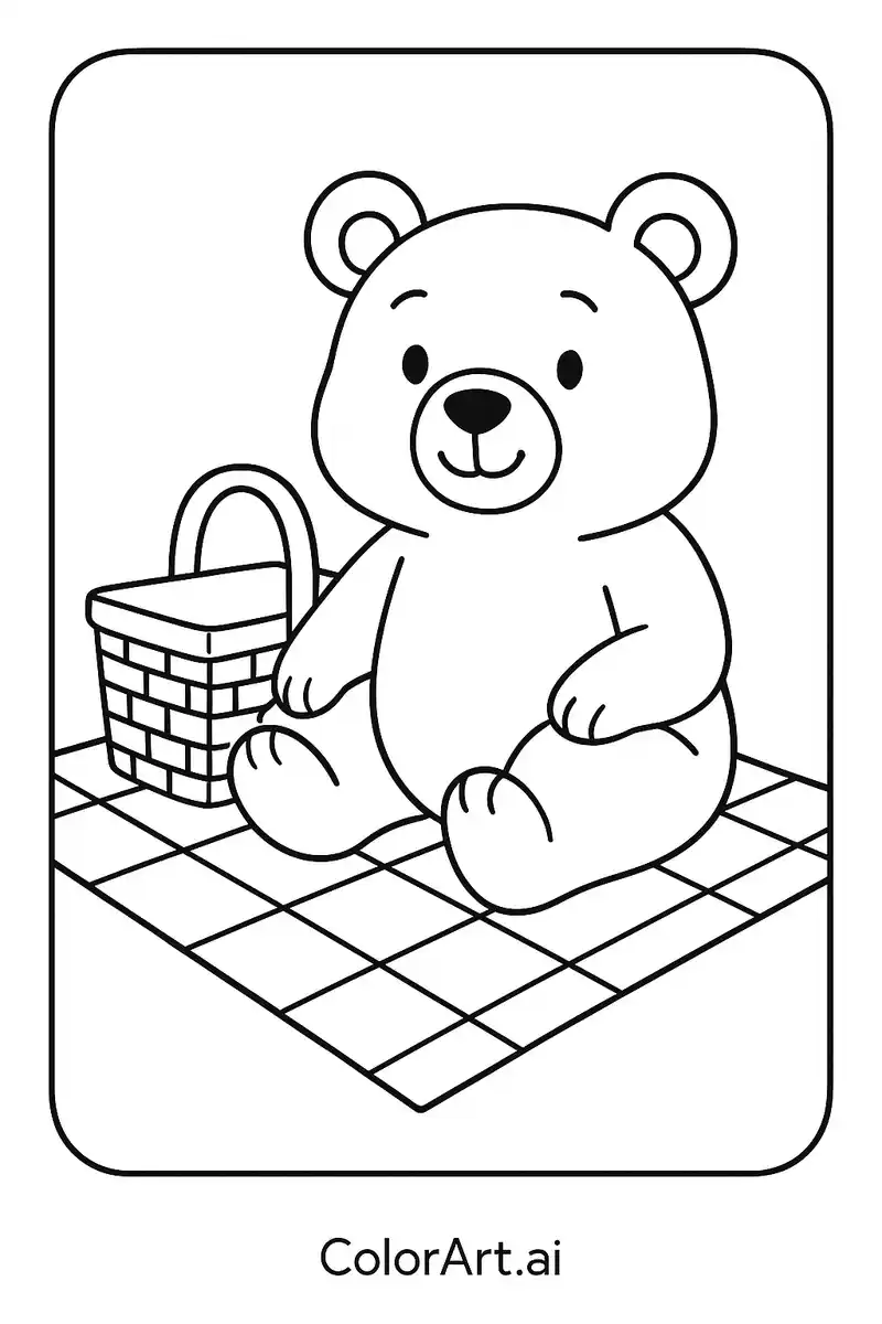 Mr. Bearington's Picnic Bear Coloring Page