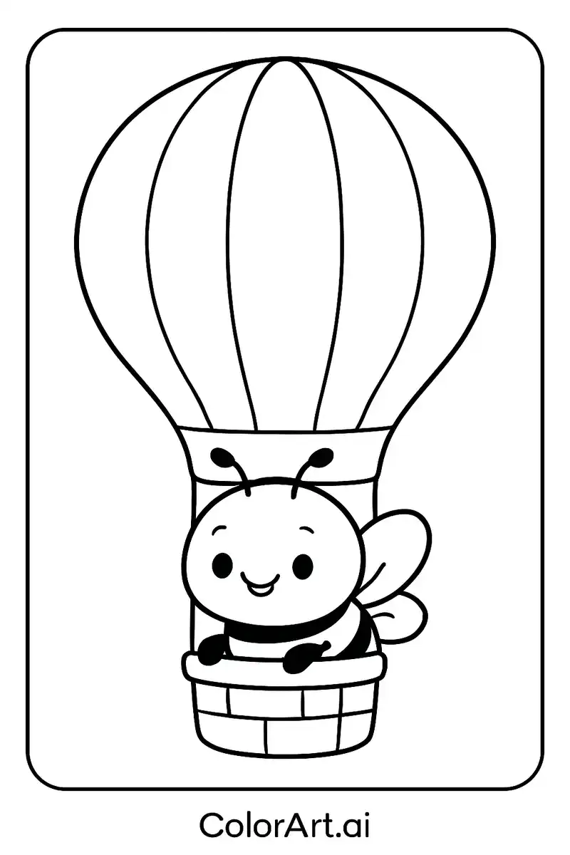Bumblebee's Balloon Adventure Coloring Page