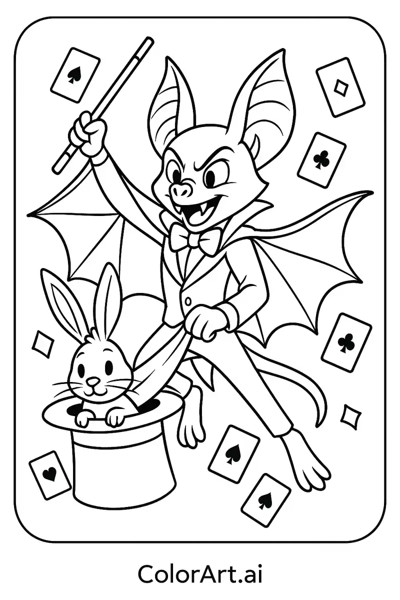 The Magical Adventures of Baxter the Bat: Enchanting Coloring Page