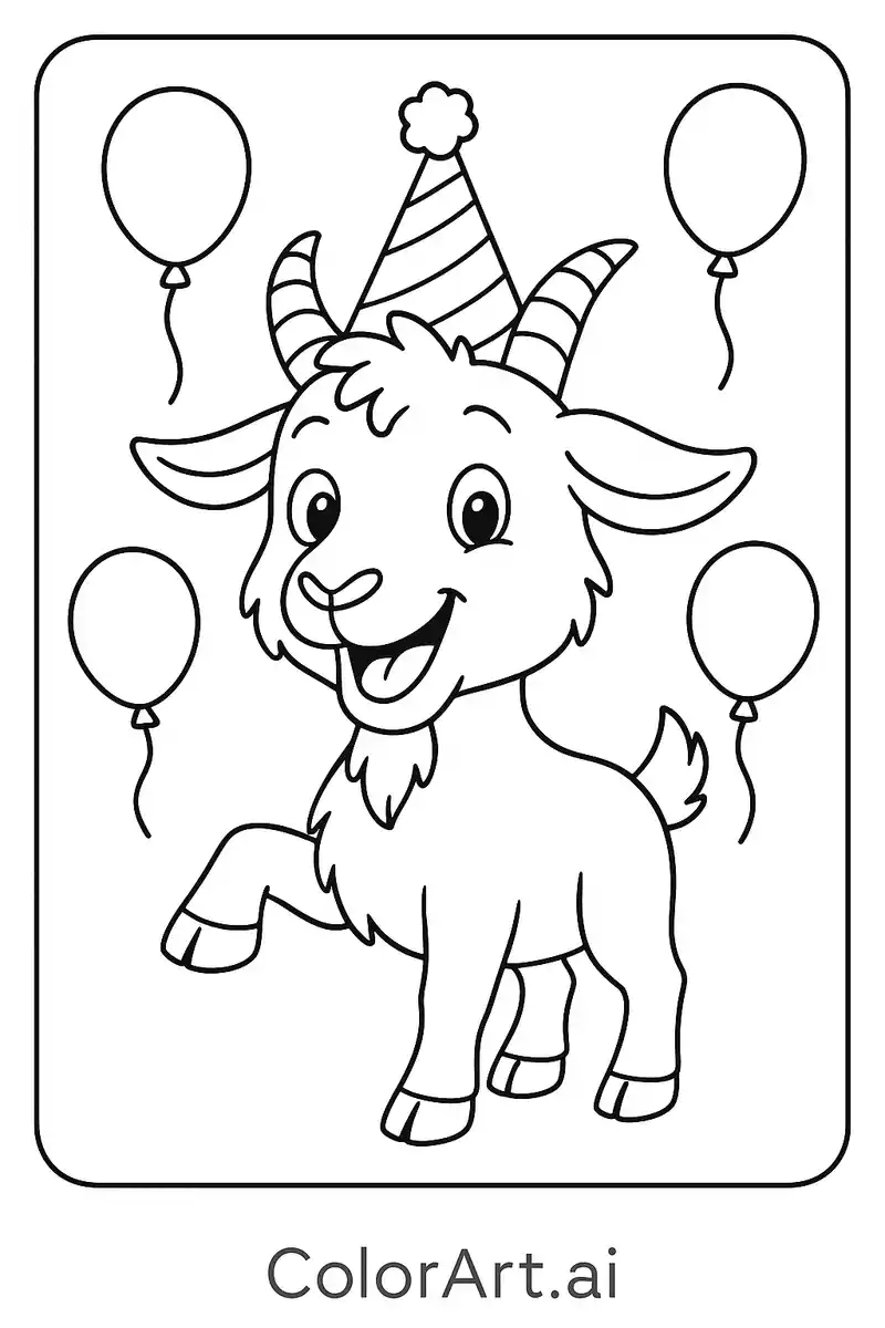 The Happy Goat Coloring Page
