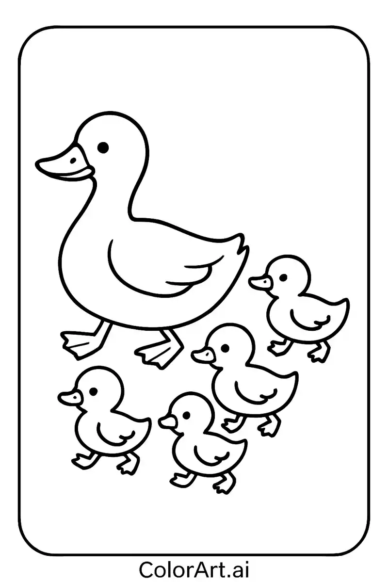 Duck Family Coloring Page