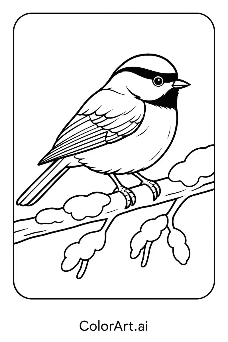 Black-capped Chickadee Bird Coloring Page