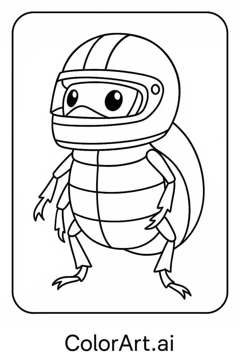 Racing Bug Coloring Page – Fun Insect in a Helmet