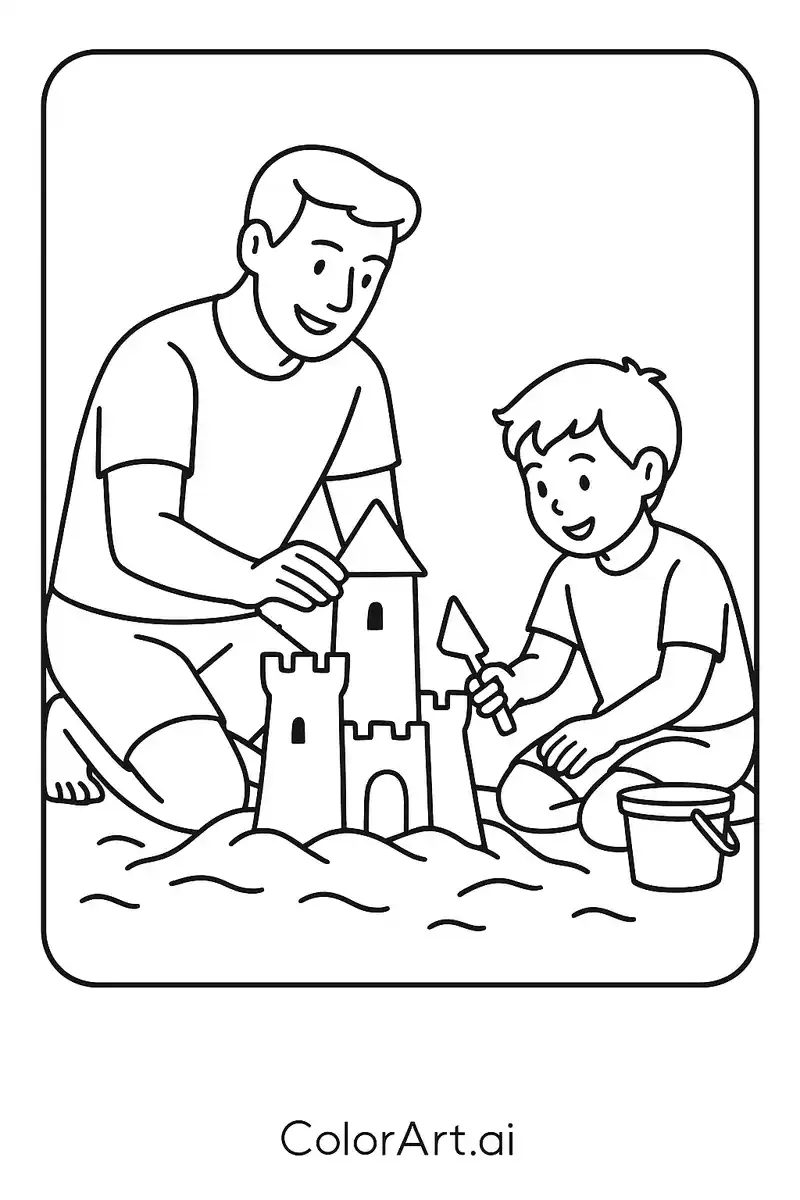 Father's Day Sandcastle Coloring Page