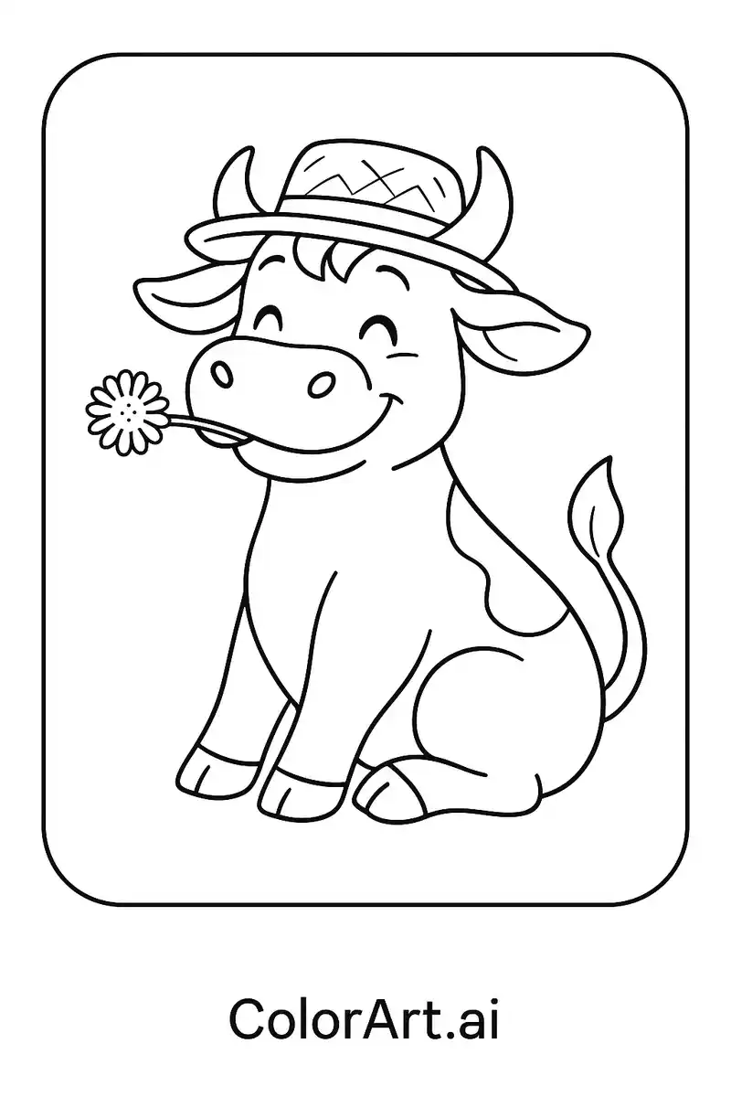 The Happiest Cattle on the Farm Coloring Page
