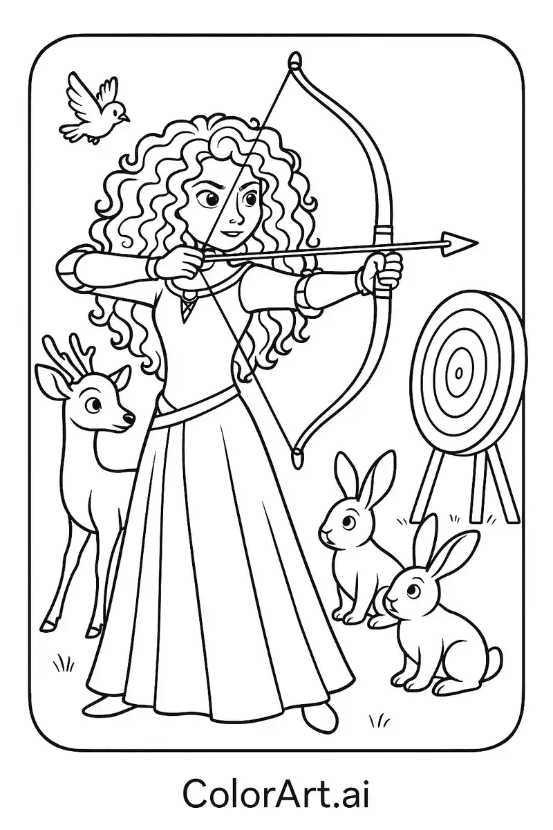 Merida Princess Forest Archery Coloring Page