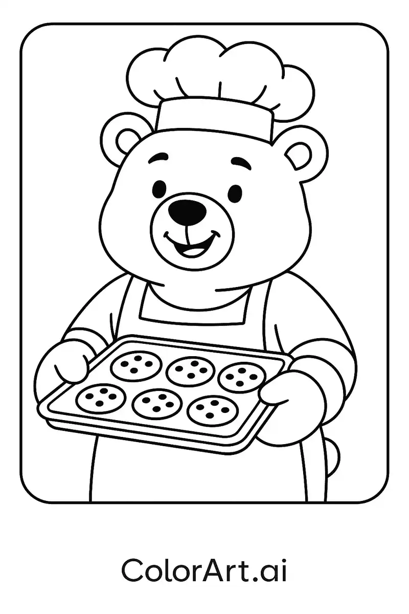 Cookie Baker Bear coloring Page