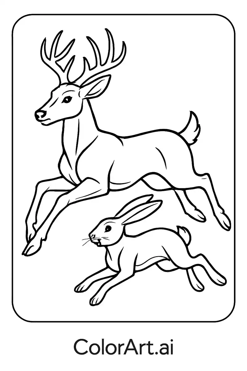 Creative Buck and Rabbit Coloring Page