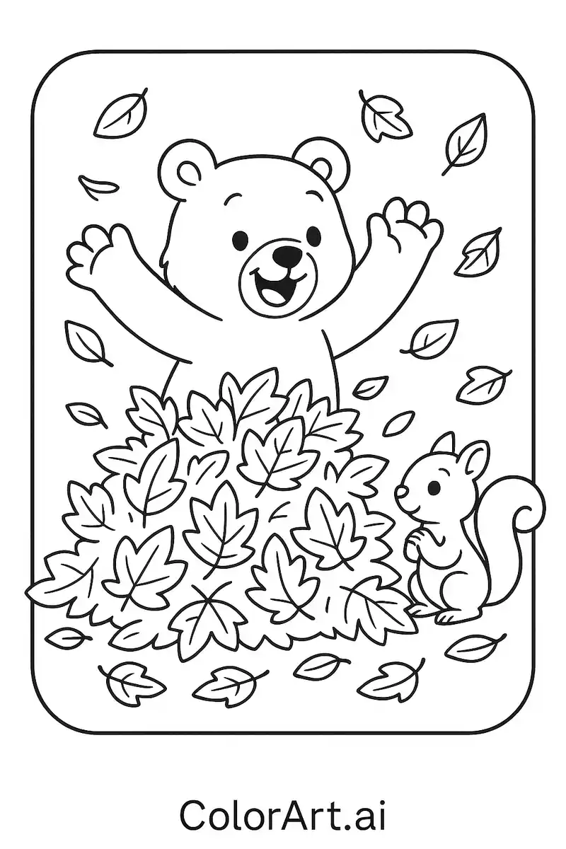 Serene Forest Meditation: Joyful Bear Coloring Page 