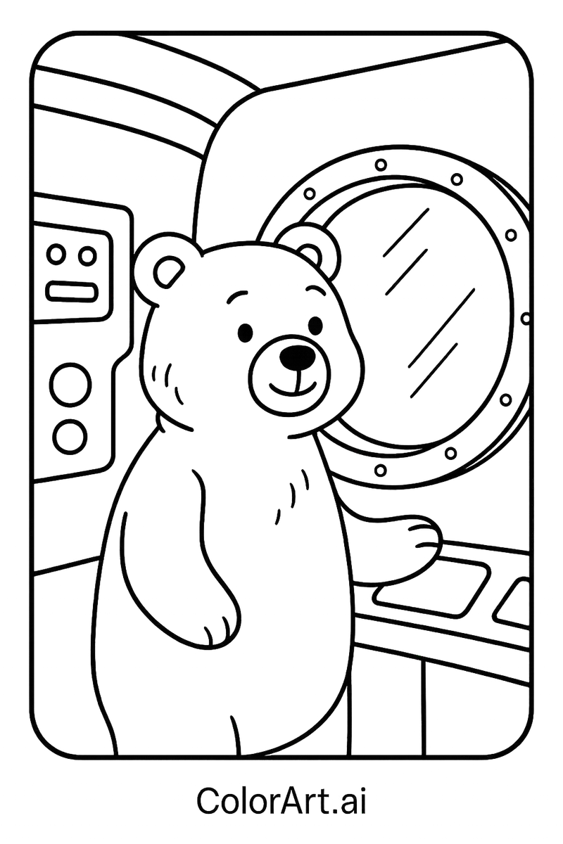A charming Bear with a gentle Smile coloring Page