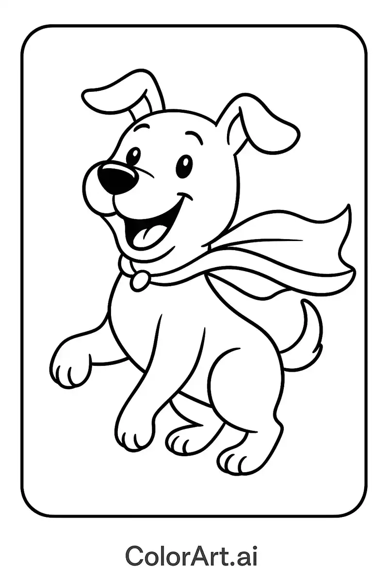 Happy Dog with cloak Coloring Page