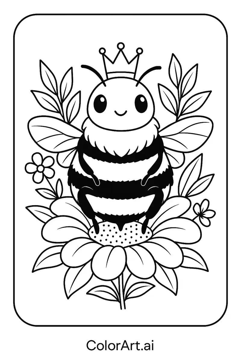Bumblebee King Coloring Page
