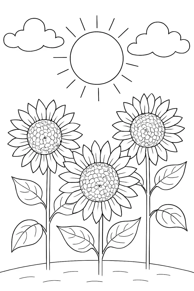 Bring Sunshine to Your Day with Beautiful Sunflower Coloring Page