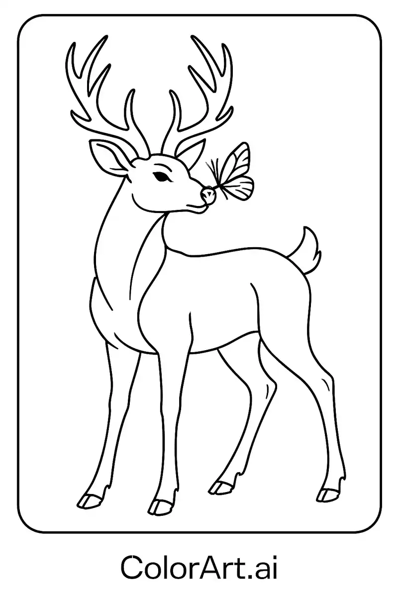 The Curious buck Coloring Page