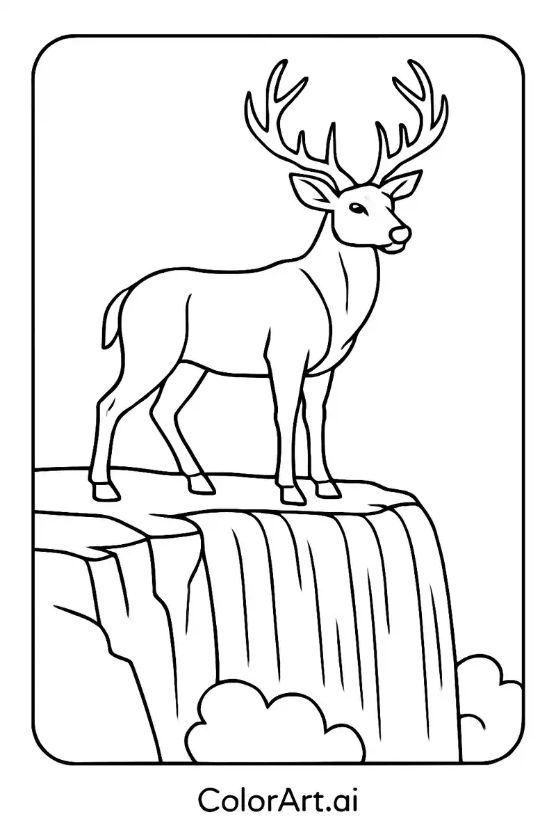 Serene Cliffside buck: Cultural Art Styles Coloring Page
