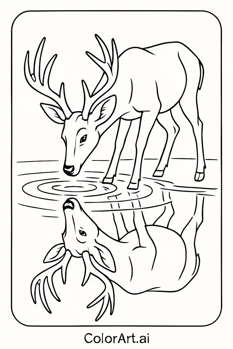 A Drinking Buck Deer Coloring page