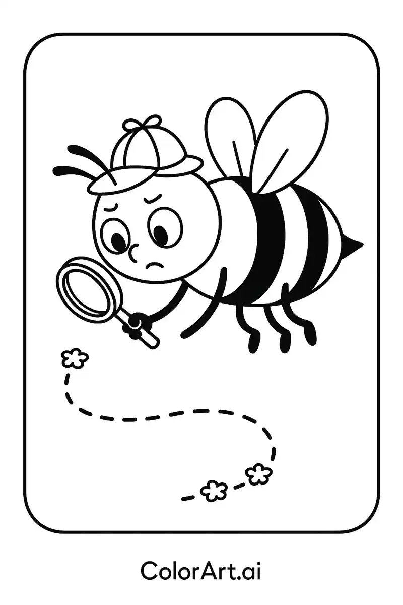 A bee detective looking for the proof coloring page
