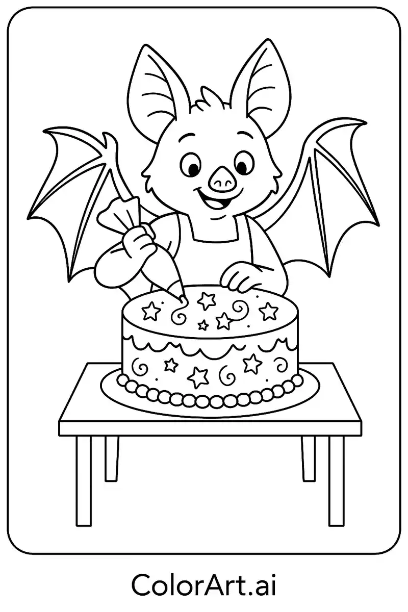 The Happy Artisan Bat: Emotional Expression Coloring Page for Preschoolers