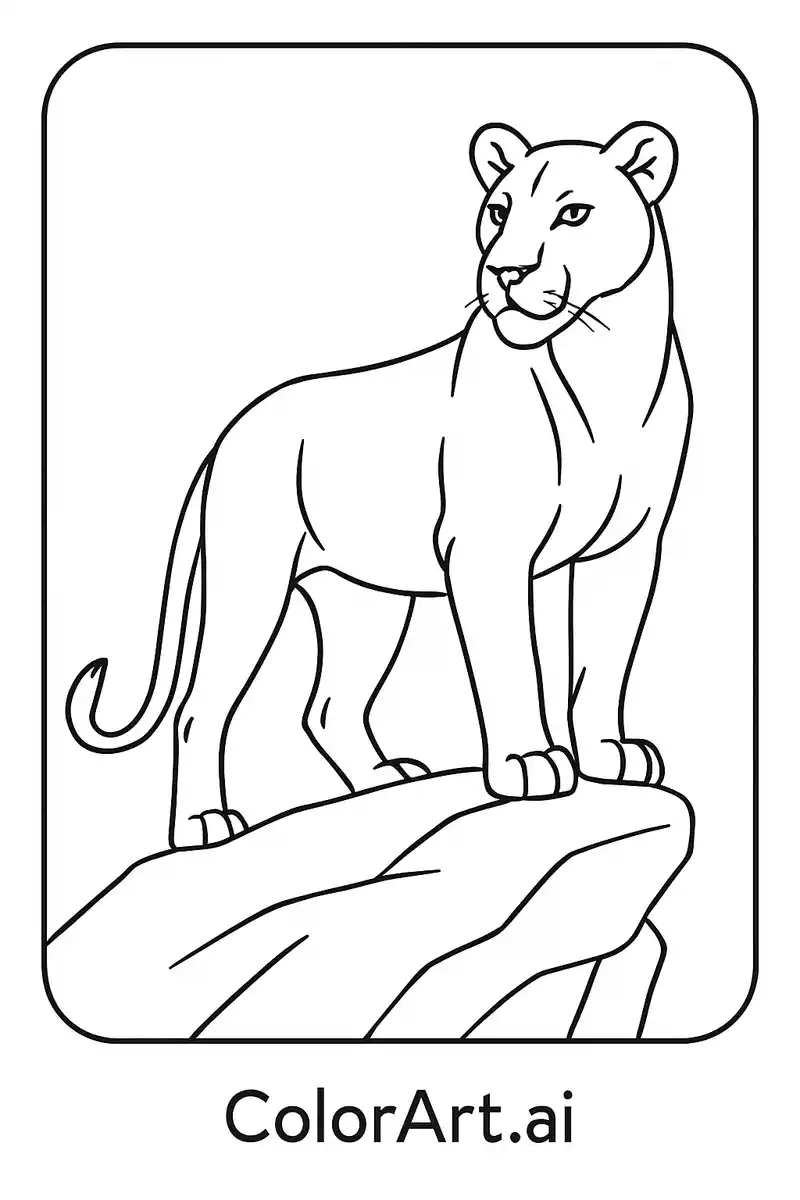 The Regal Sentinel: Lioness on Pride Rock Coloring page