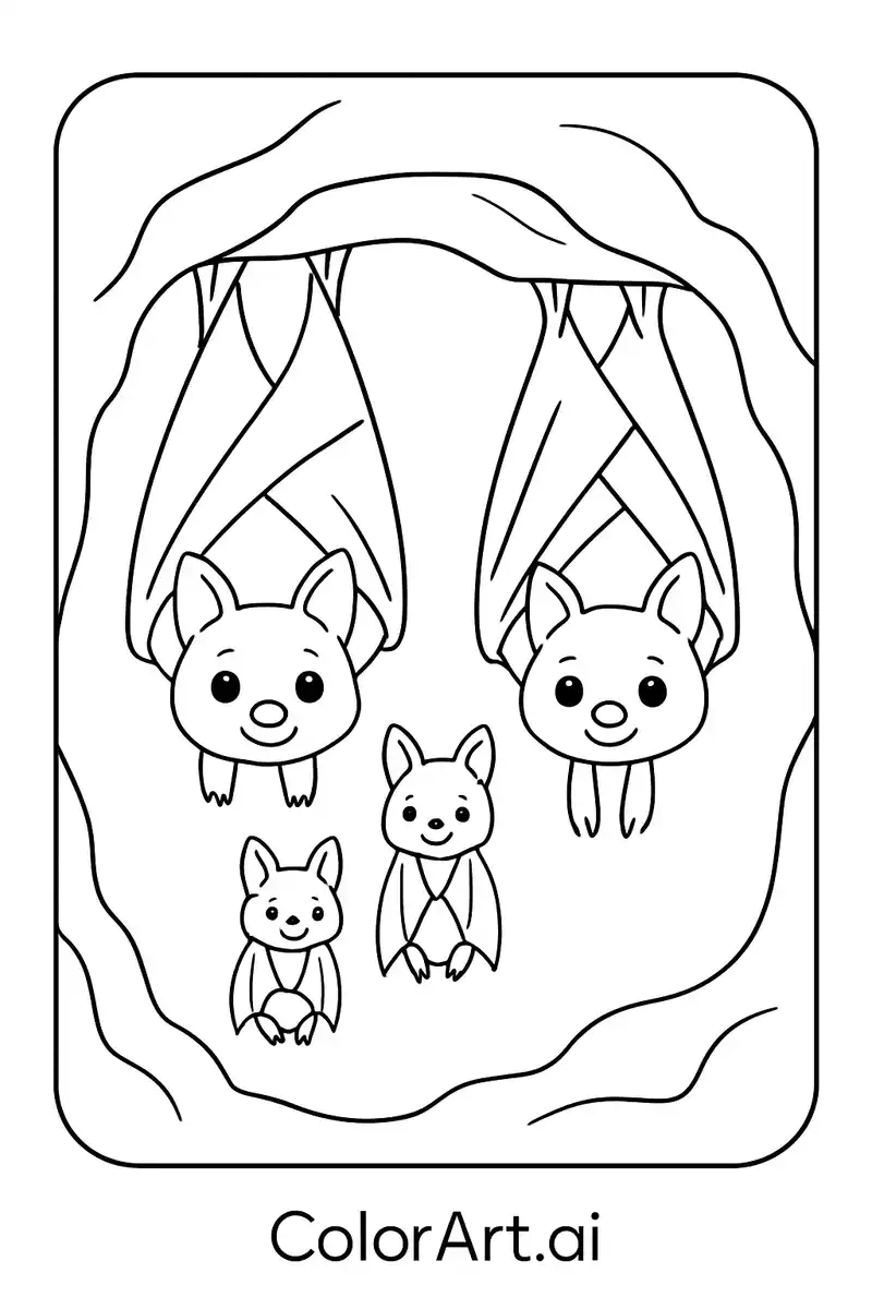 Bat Ecosystem Coloring Page