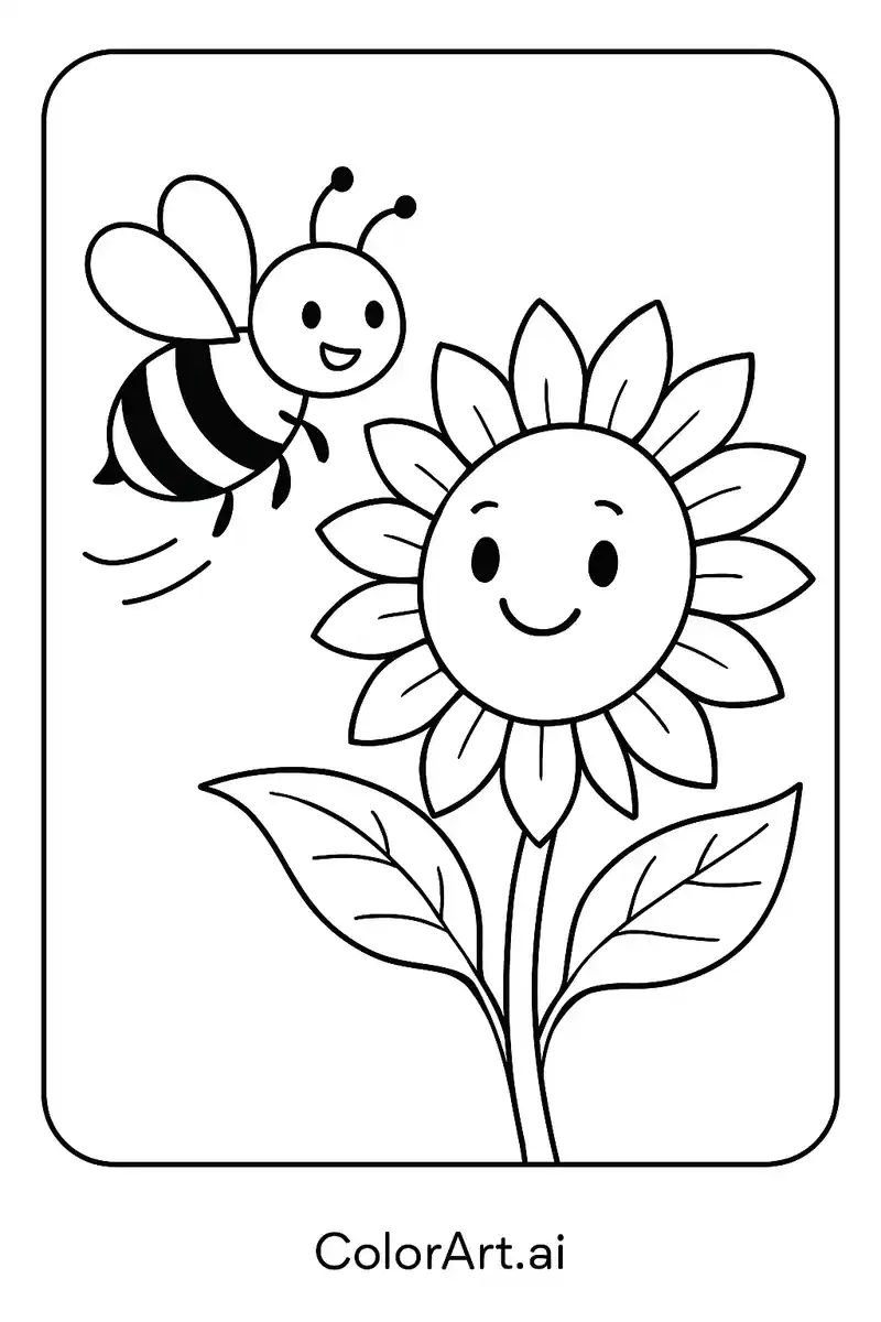 Busy Bee's Sunflower Garden Adventure Coloring page