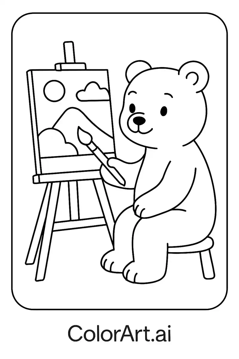 Artistic bear Coloring Page for Emotional Awareness